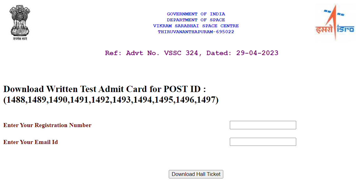 ISRO VSSC Admit Card Released Download Now