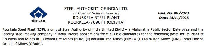 SAIL Rourkela Steel Plant ACTT Recruitment 2023