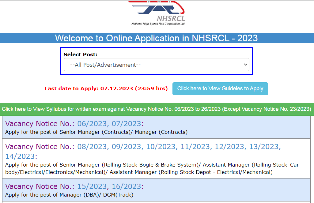 NHSRCL Railway Loco Pilot Recruitment 2023