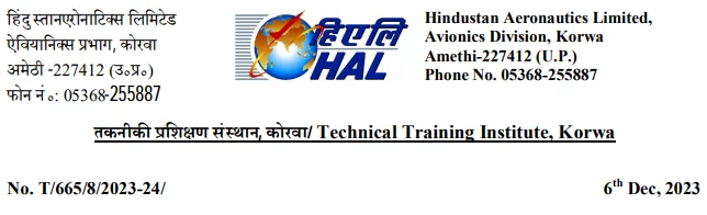 HAL Korwa Apprentice Recruitment 2023-24